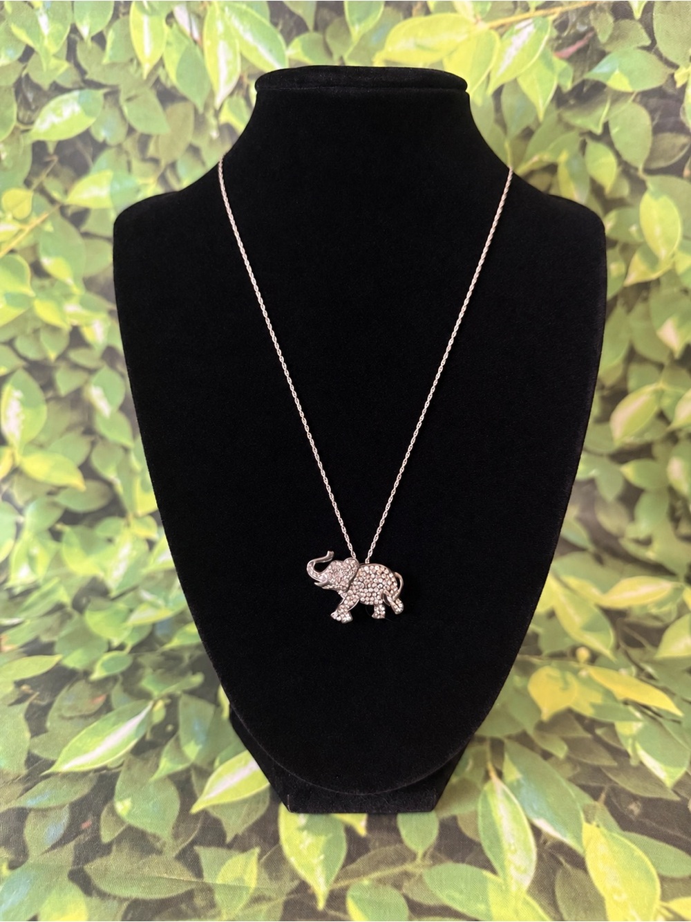 925 Sterling Silver Swarovski Crystal Pavé Elephant Necklace
